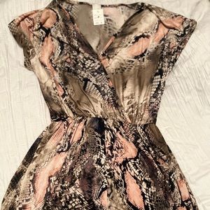 Pink and Brown Snake Print Romper!